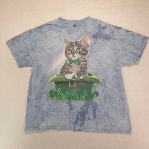 The Mountain Cat Crew Neck Short Sleeve Graphic T Shirt Mens Size 2XL Tie Dye - Picture 2 of 9